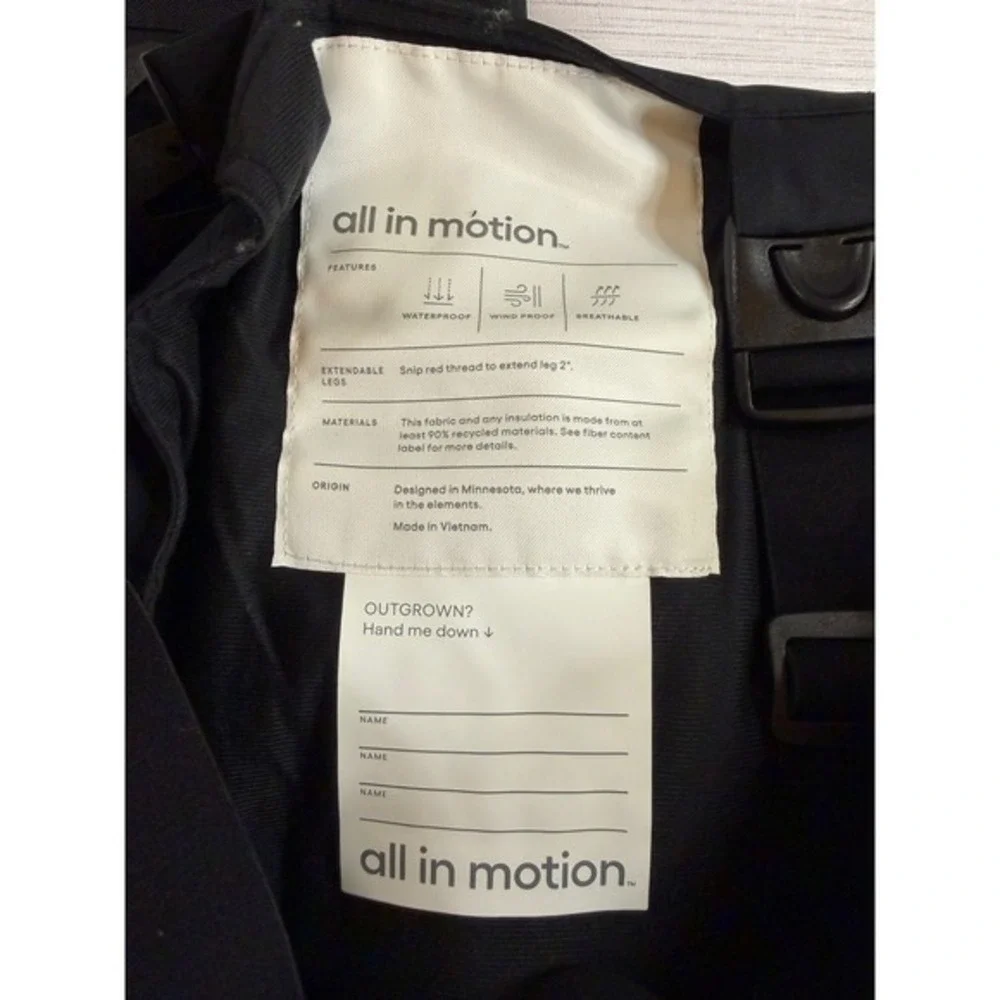All in Motion Kids Snow Sport Waterproof Snow Bib Black 3M Thinsulate S 6/7